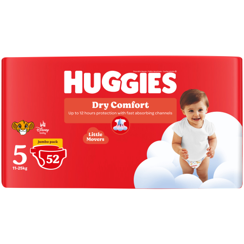 Huggies Dry Comfort Size 5 Disposable Nappies (52 Pack).